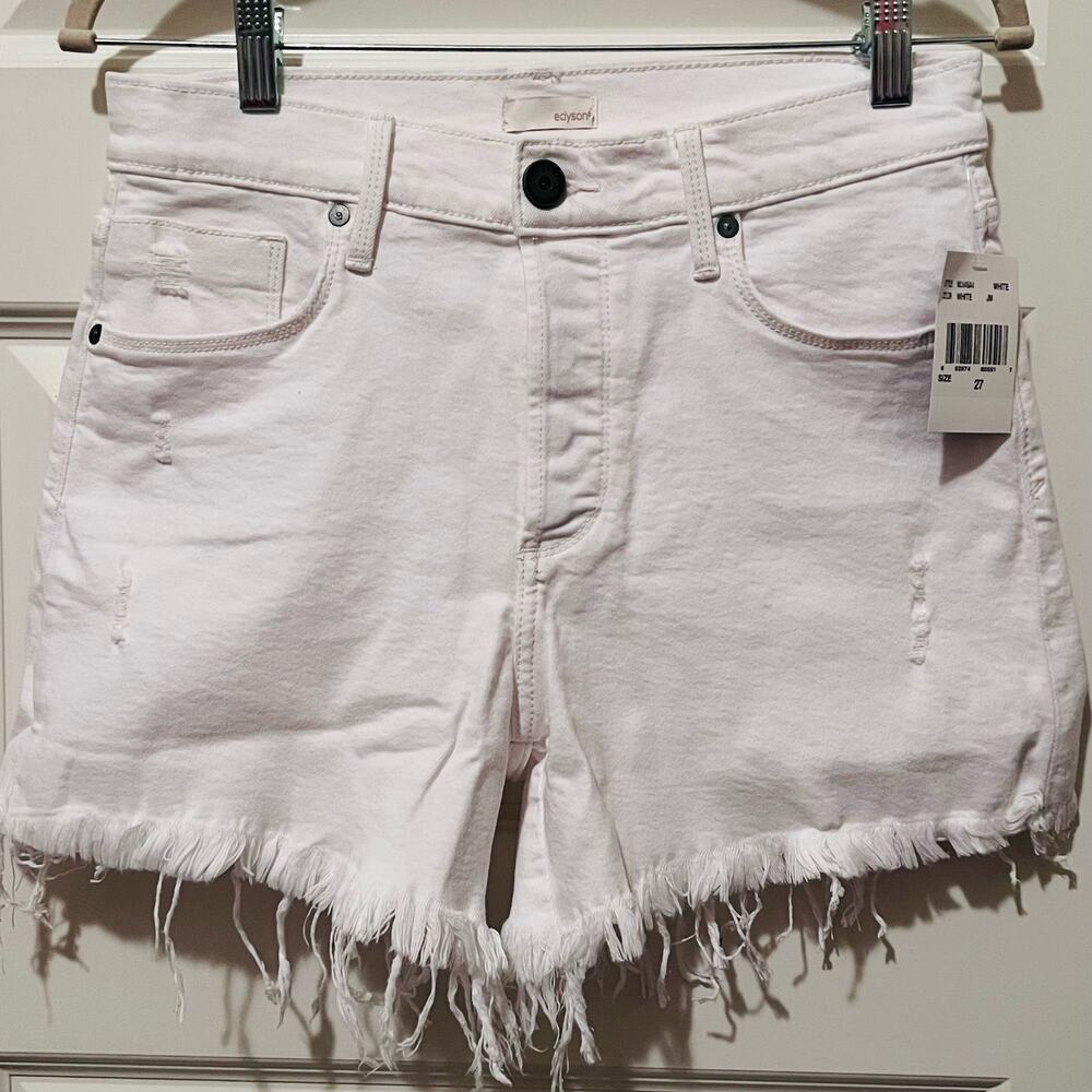 Edyson Delon High Rise Shorts, Size 27, NWT, White cut-off